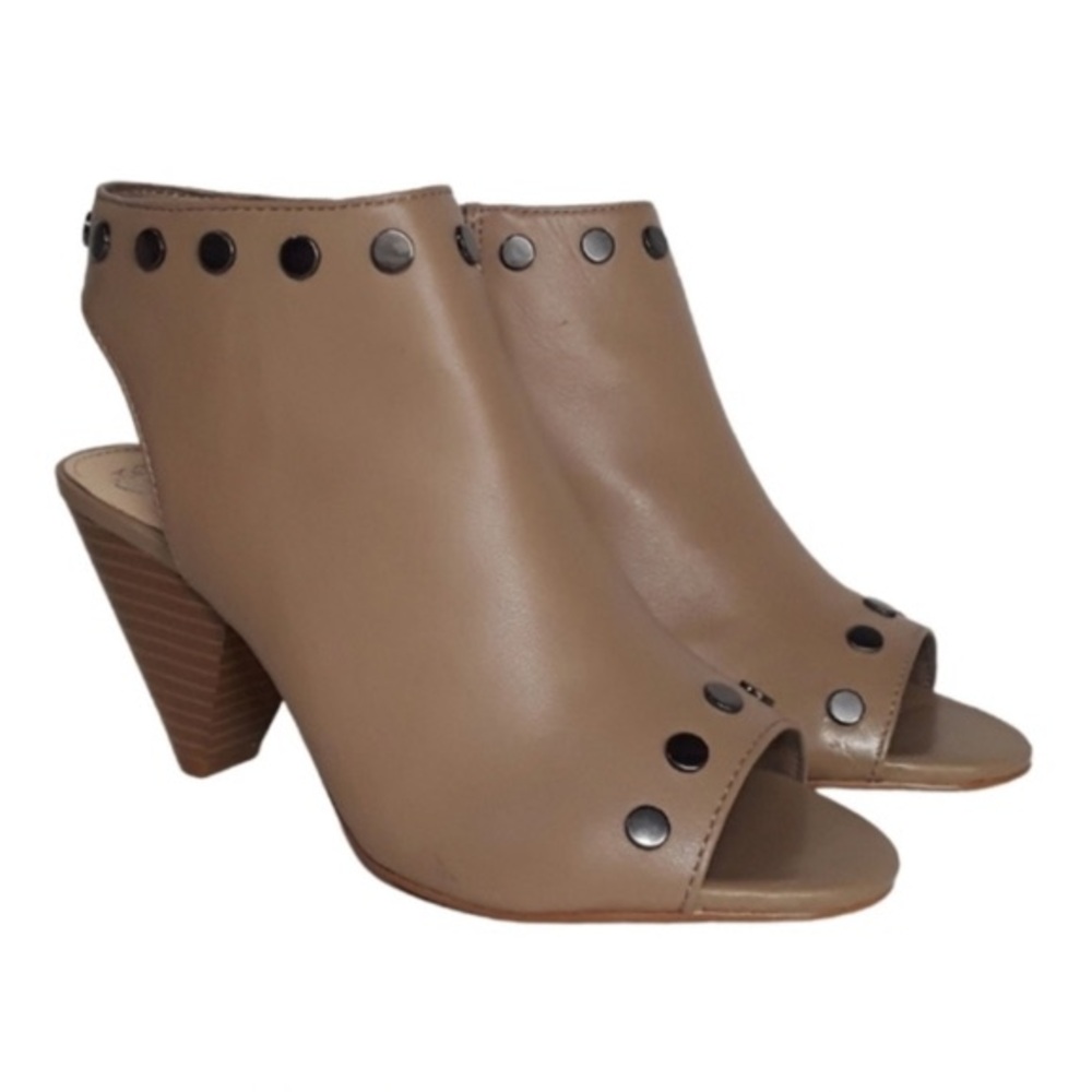 Vince Camuto Taupe Peep-Toe Heeled Boots